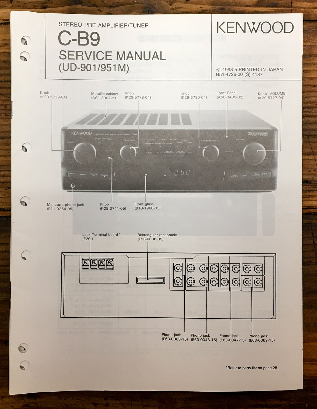 Kenwood C-B9 Stereo Service Manual *Original*