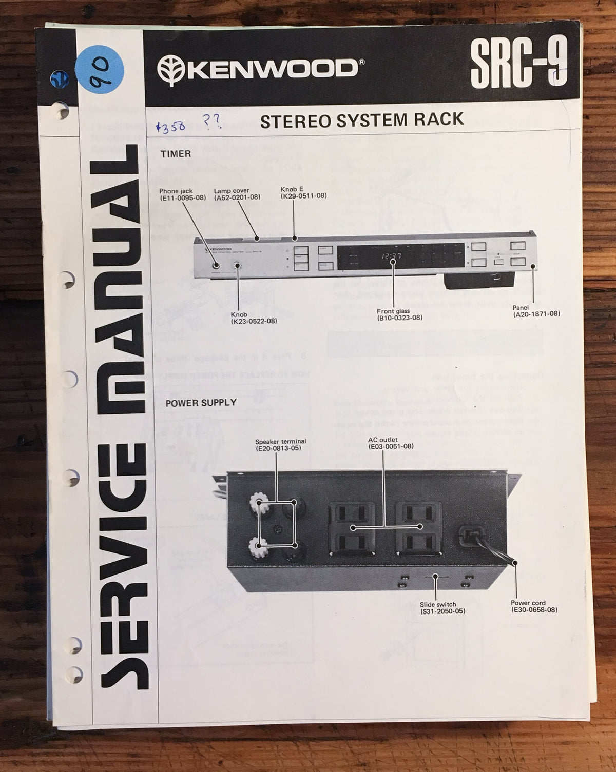 Kenwood SRC-9 Timer Service Manual *Original*