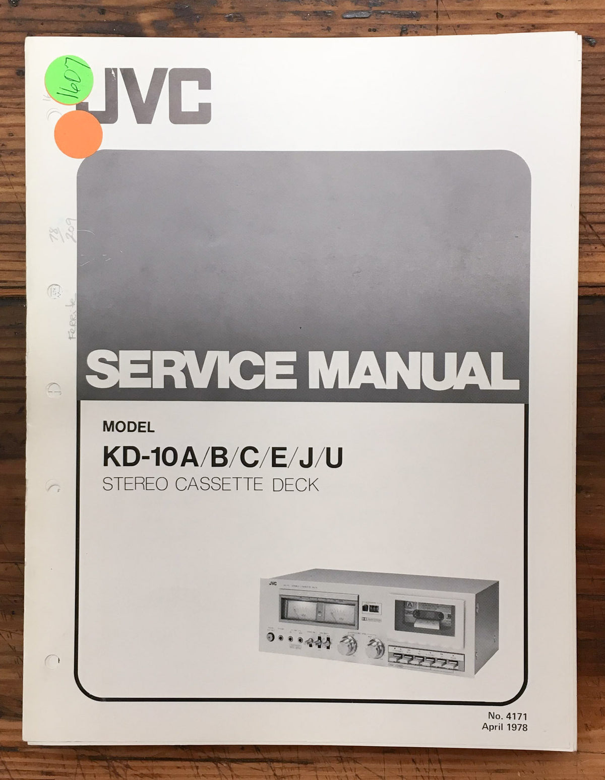 JVC KD-10 Cassette Service Manual *Original*