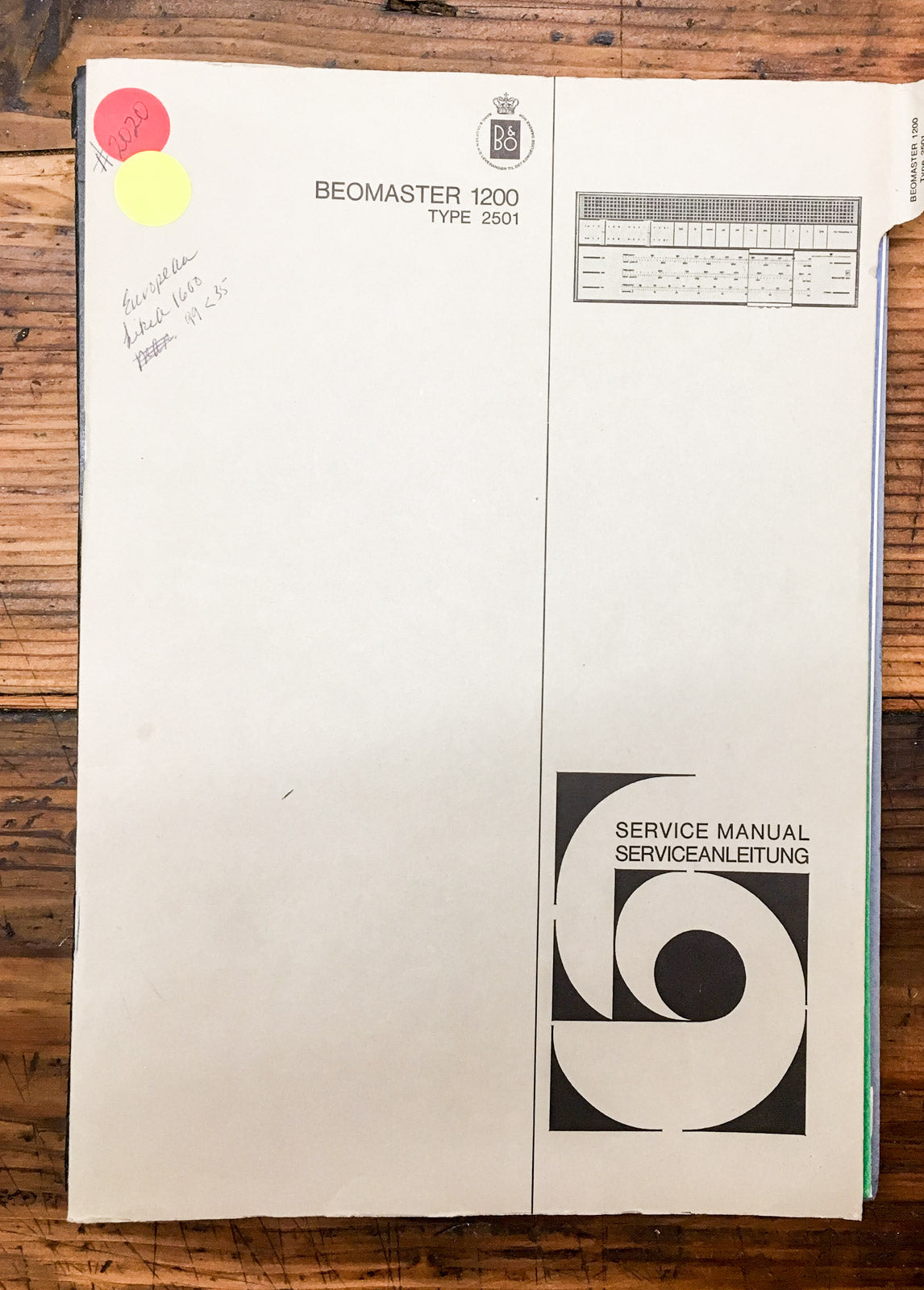 B&O Bang Olufsen Beomaster 1200 Receiver Service Manual *Original*