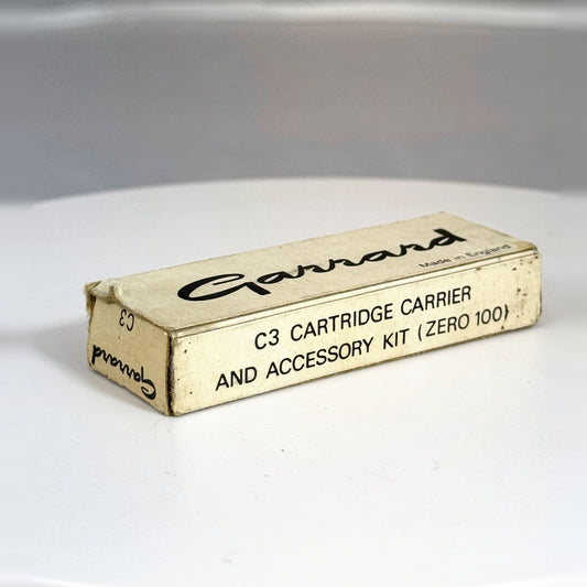 Vintage Garrard C3 Cartridge Carrier and Accessory Kit for Zero 100 - original Garrard box, front view