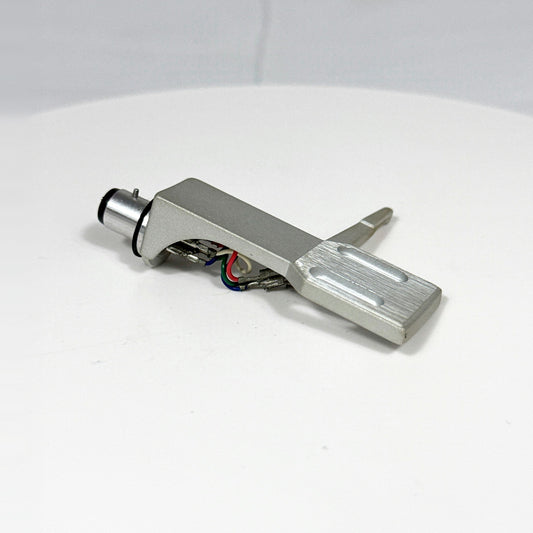 Vintage Silver Universal Turntable Headshell with Offset Plate and Lead Wires - No Cartridge