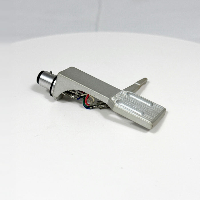 Vintage Silver Universal Turntable Headshell with Offset Plate and Lead Wires - No Cartridge