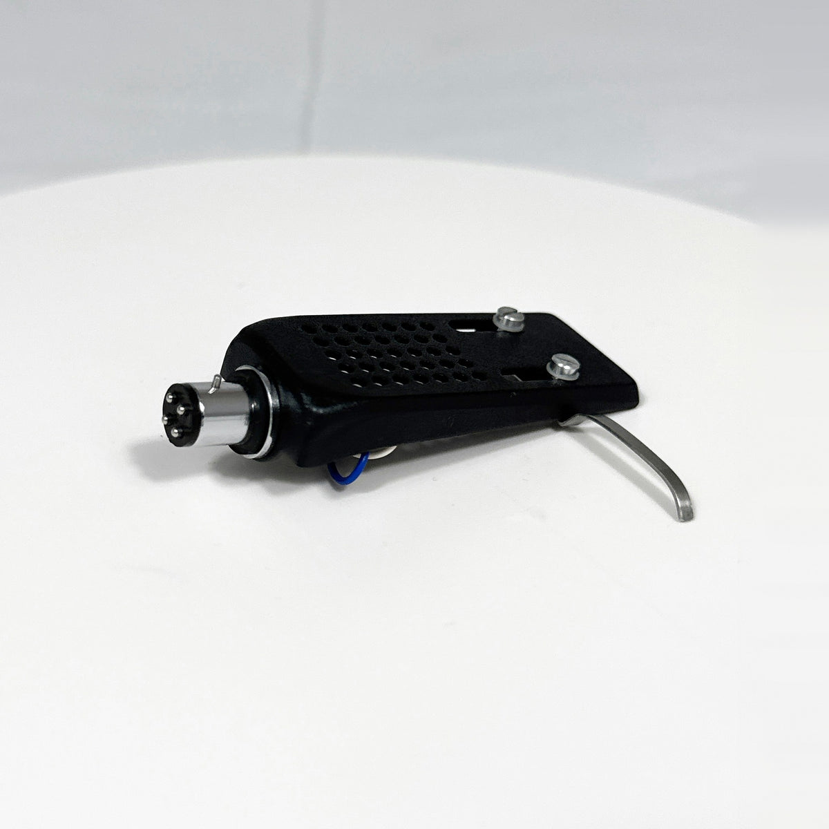 Vintage Black Perforated Universal Turntable Headshell with Lead Wires - No Cartridge