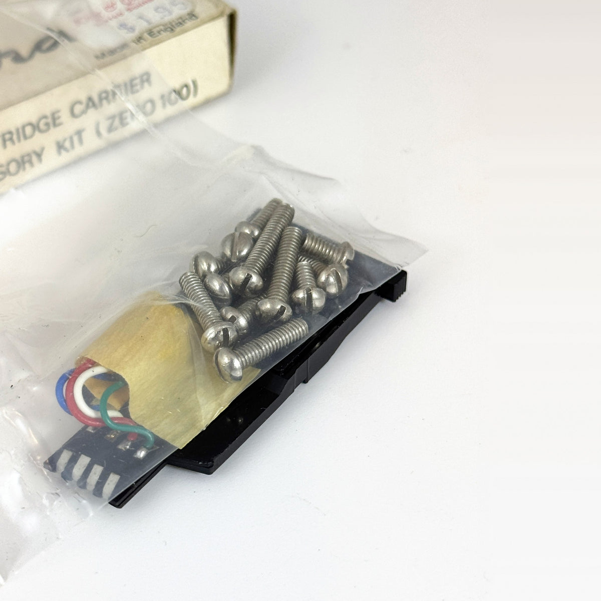 Vintage Garrard C3 Cartridge Carrier and Accessory Kit for Zero 100 - mounting screws and carrier in original bag