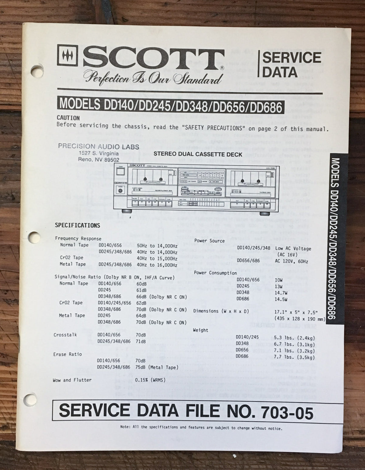 Scott DD140 DD245 DD348 DD656 DD686 Cassette  Service Manual *Original*