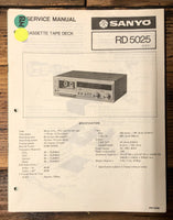 Sanyo RD-5025 RD5025 Cassette  Service Manual *Original*