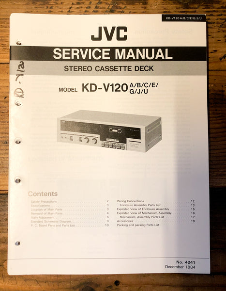 JVC KD-V120 Cassette  Service Manual *Original*