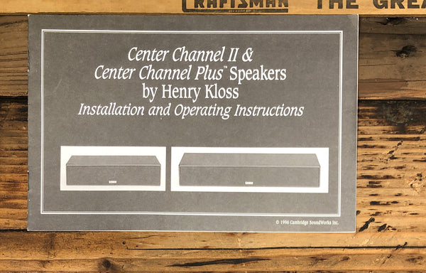 Cambridge Soundworks Center Channel / Plus Speaker Service Manual *Original*