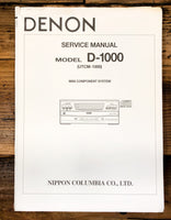Denon D-1000 Stereo  Service Manual *Original*