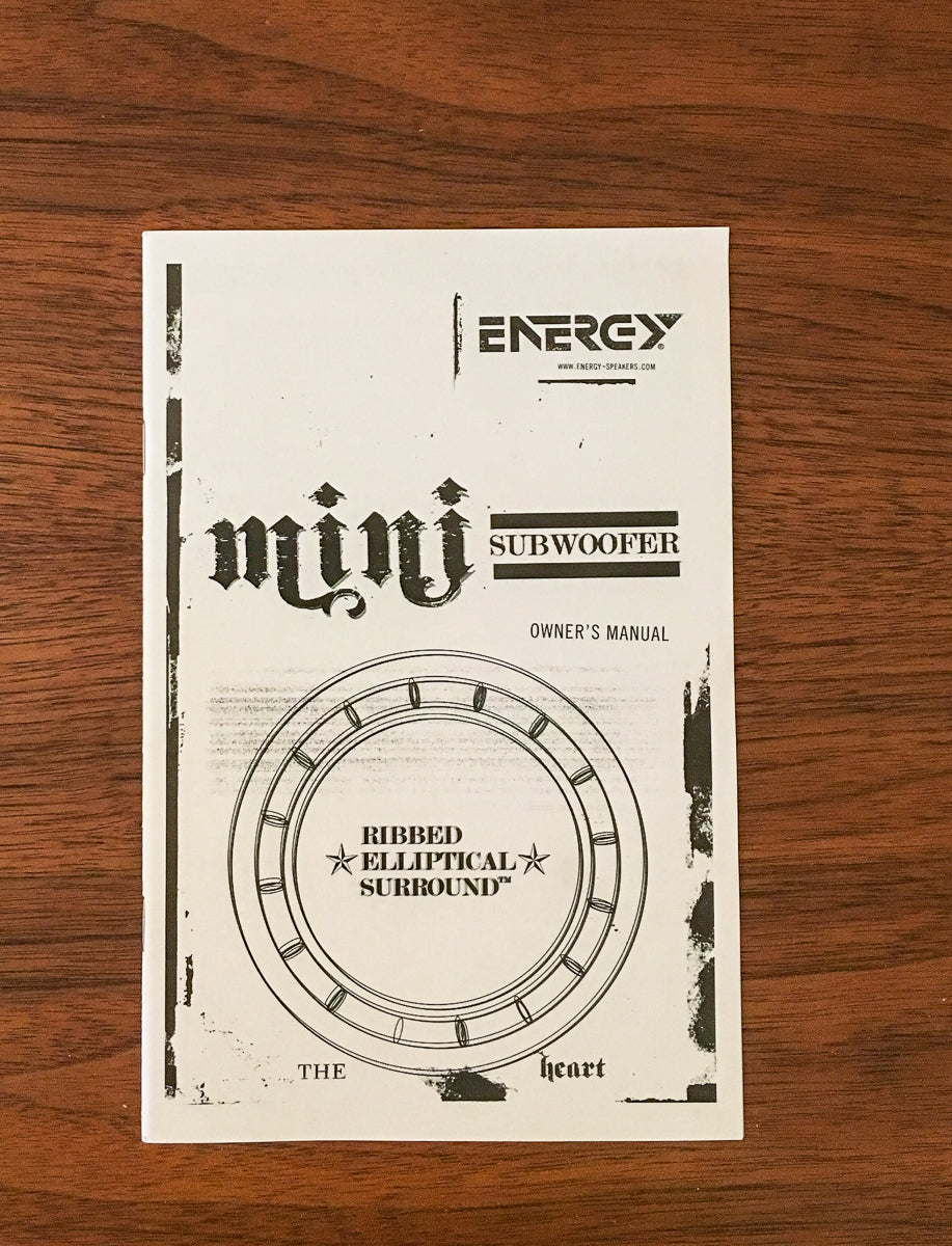 Energy Mini  Subwoofer  Owners Manual *Original*