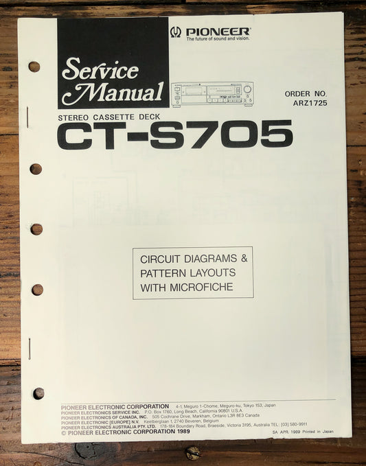 Pioneer CT-S705 Cassette Deck Service Manual *Original*