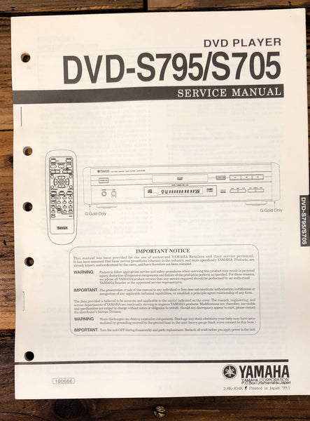 Yamaha DVD-S765 DVD-S705 DVD Player  Service Manual *Original*