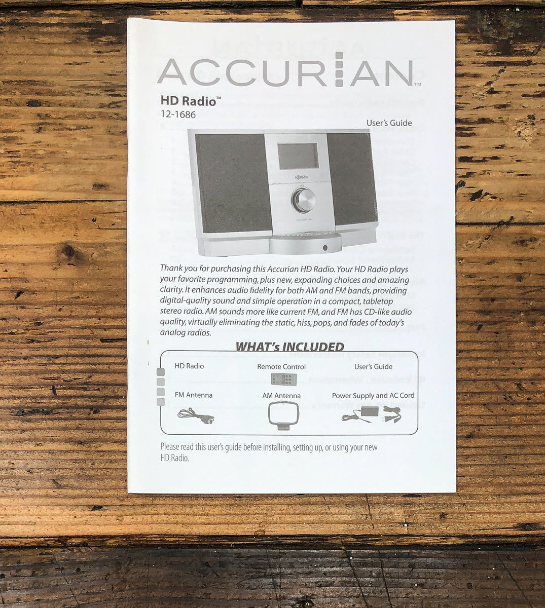 Accurian 12-1686 HD Radio Owners / User Manual *Original*