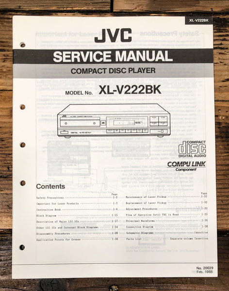 JVC XL-V222 CD Player Service Manual *Original*
