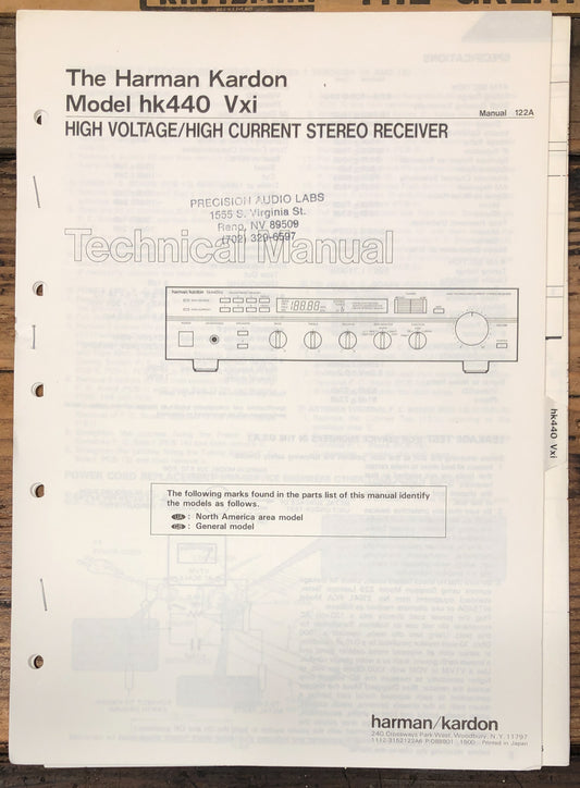 Harman Kardon HK440Vxi HK 440 Vxi Receiver  Service Manual *Original*