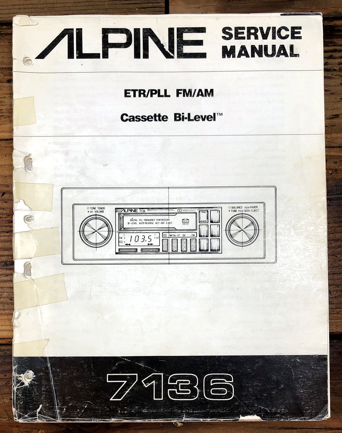 Alpine 7136 ETR/PLL FM/AM Cassette Bi-Level Service Manual *Original*