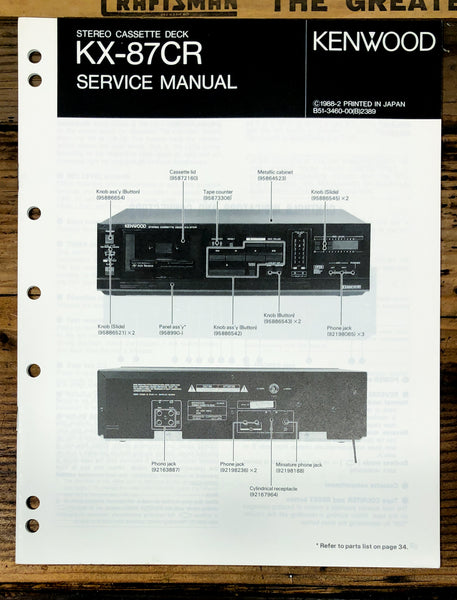 Kenwood KX-87 KX-87CR Cassette  Service Manual *Original*