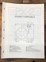 Yamaha PX-2 Record Player / Turntable  Service Manual *Original*