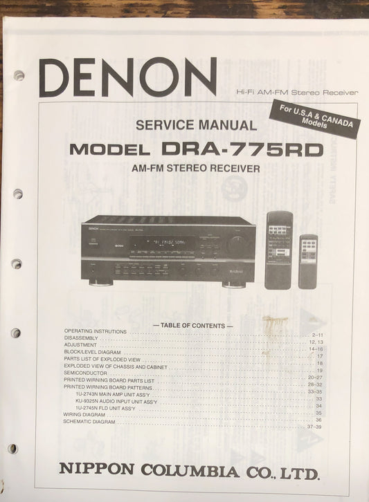 Denon DRA-775RD DRA-775 RD Receiver Service Manual *Original*