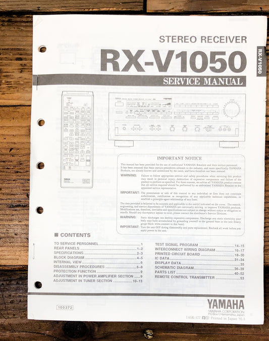 Yamaha RX-V1050 Receiver  Service Manual *Original*