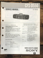 Sony CFS-D550 Radio Service Manual *Original*