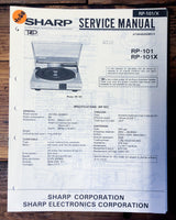 Sharp RP-101 RP-101X Record Player / Turntable  Service Manual *Original*