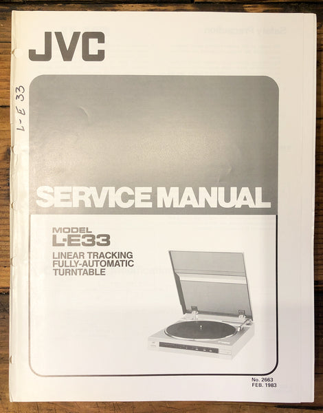 JVC L-E33 Record Player / Turntable Service Manual *Original*