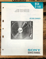 Sony C-141 Record Player / Turntable  Service Manual *Original*