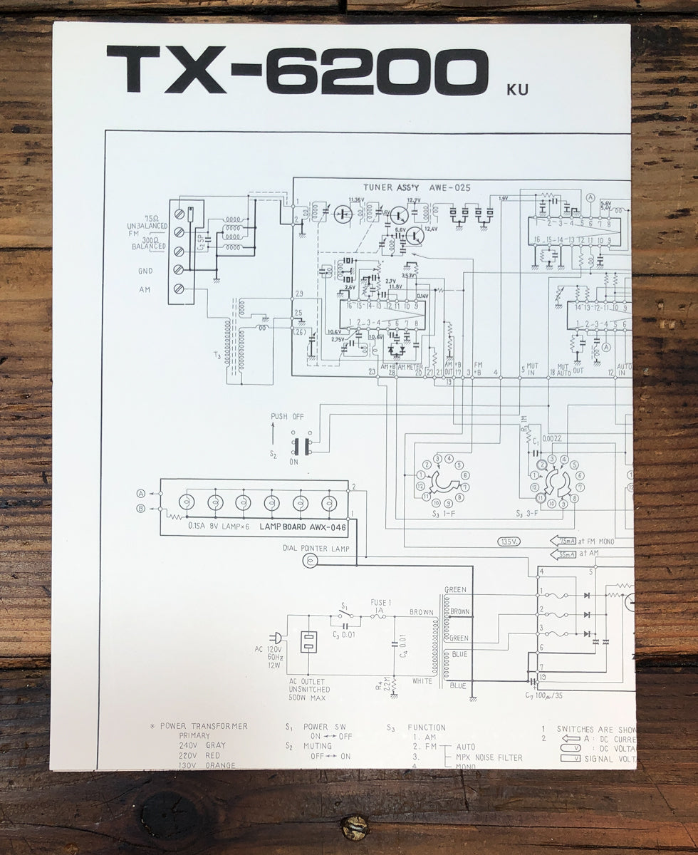 Pioneer TX-6200 KU Tuner Fold Out Schematic *Original*