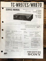 Sony TC-WR97ES TC-WR870 Cassette Service Manual *Original*