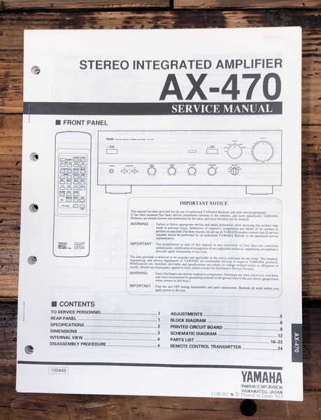 Yamaha AX-470 Amplifier  Service Manual *Original*