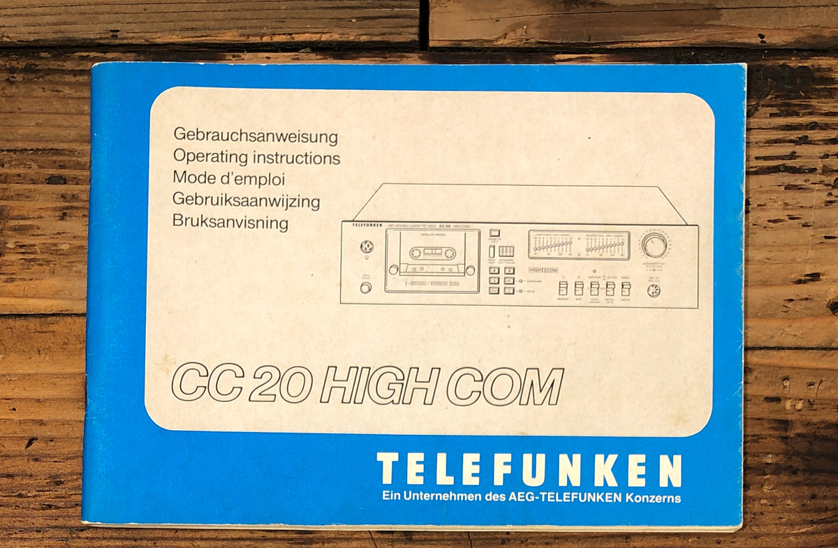 Telefunken CC 20 CC-20 Highcom Cassette Owners / User Manual *Original*