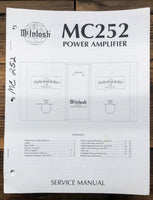 McIntosh MC252 MC-252 Amplifier  Service Manual *Original*