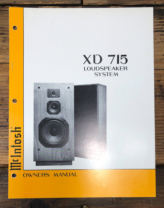 McIntosh XD 715 Speaker Owners / User Manual *Original*