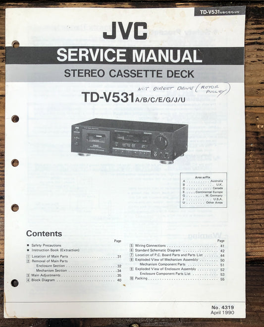 JVC TD-V531 Cassette Service Manual *Original*