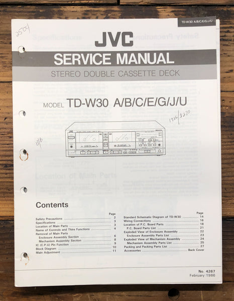 JVC TD-W30 Cassette  Service Manual *Original*
