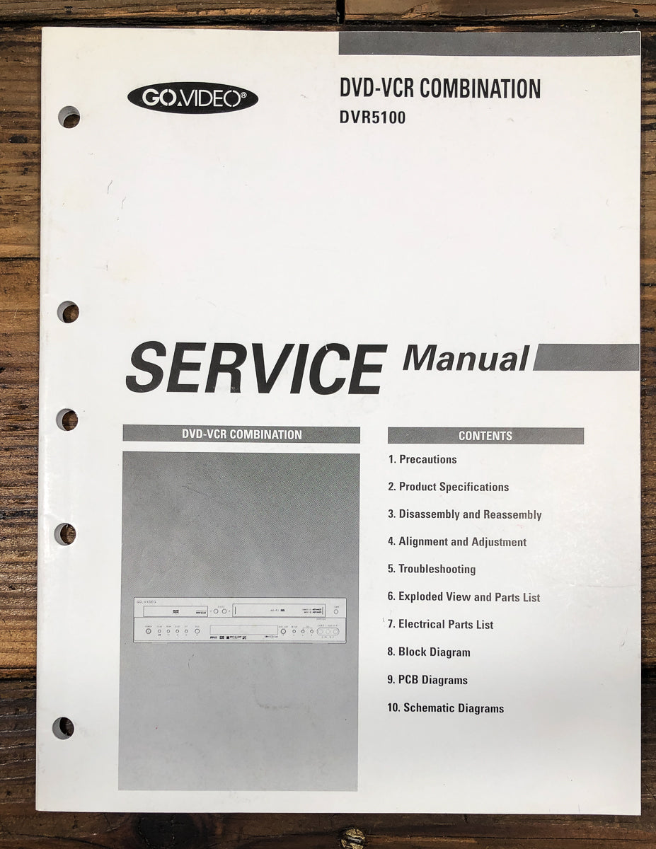 GO Video DVR5100 DVD VCR Combo Service Manual *Original*
