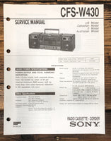 Sony CFS-W430 Radio Service Manual *Original*