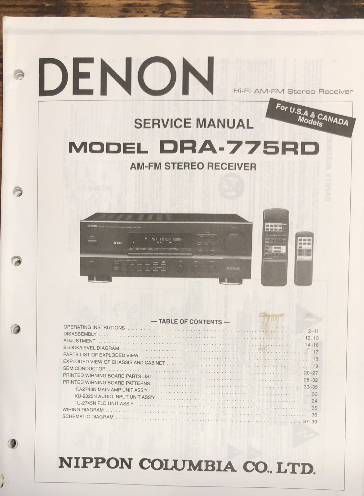 Denon DRA-775RD DRA-775 RD Receiver  Service Manual *Original*