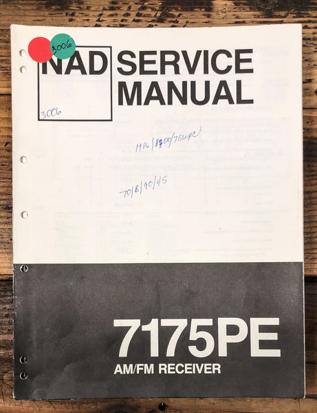 NAD Model 7175 PE 7175PE Receiver  Service Manual *Original*