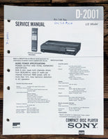 Sony D-2001 CD Player   Service Manual *Original*