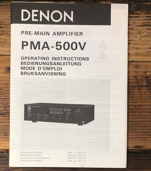 Denon PMA-500V Preamplifier  Owner / User Manual *Original*