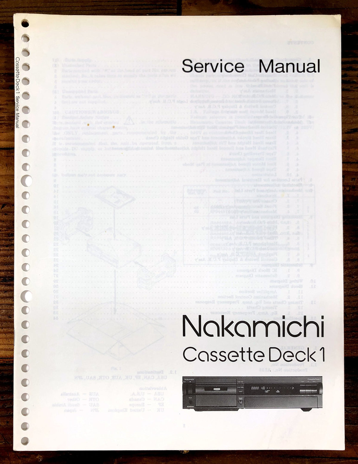 Nakamichi Cassette Deck 1 Cassette Deck Service Manual *Original*
