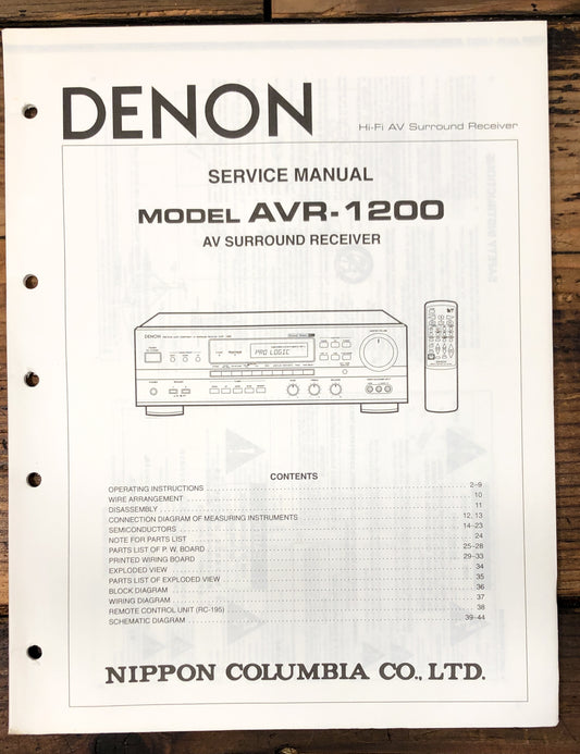 Denon AVR-1200 Receiver Service Manual *Original*