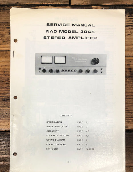 NAD Model 3045 Amplifier Service Manual *Original*