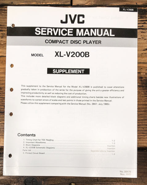 JVC XL-V200B CD Player Supp. Service Manual *Original*