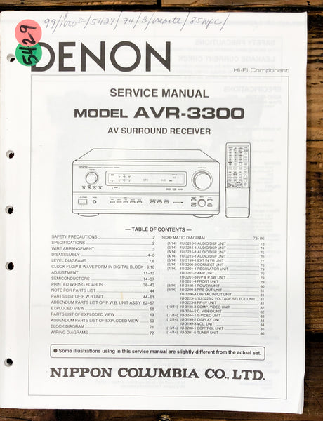 Denon AVR-3300 Receiver  Service Manual *Original*