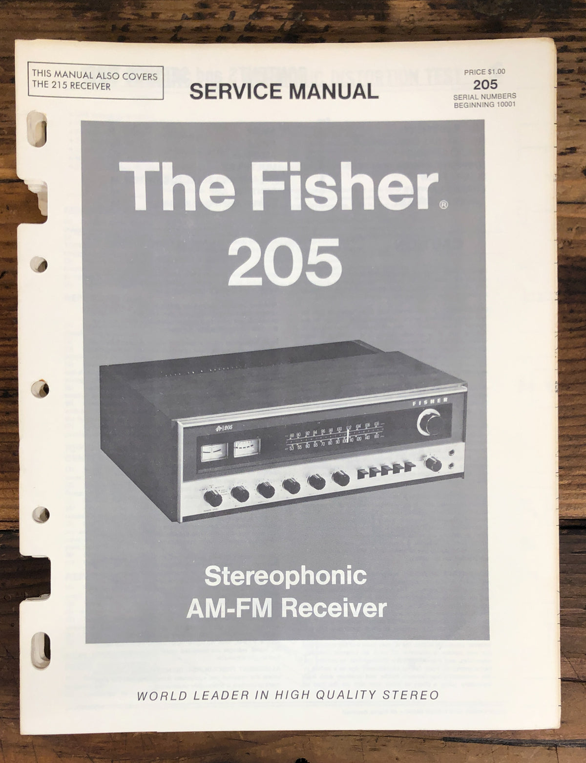 Fisher Model 205 Receiver  Service Manual *Original*