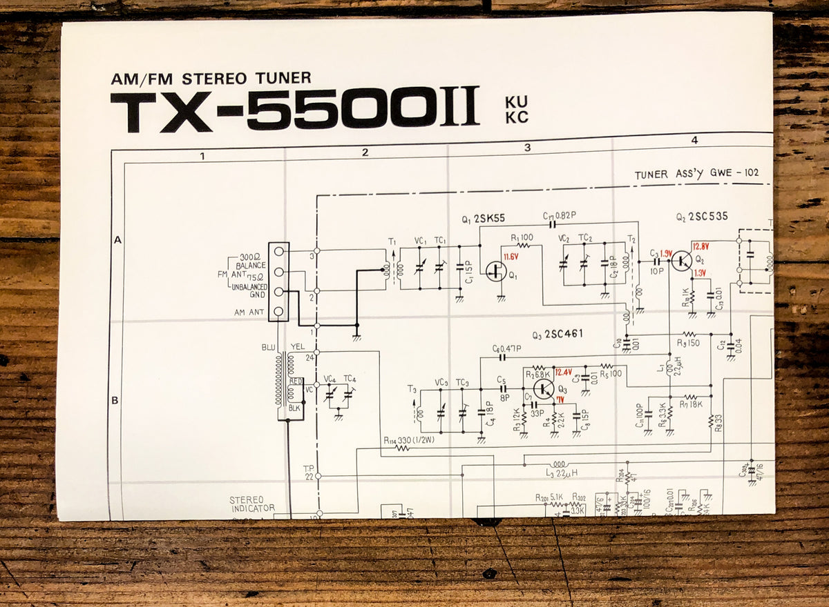 Pioneer TX-5500 MK2 II KU KC Tuner Large Fold Out Schematic *Original*